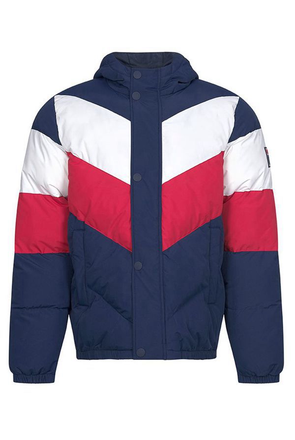 Jaquetas Fila Homem Azul Marinho/Branco/Vermelhas - Fila Mattia Vintage Puffer Portugal Lisboa,EJSB-